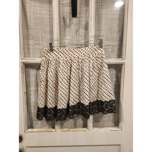 Soulmates Black and White Polka Dot Skirt‎ with Black Lace Trim Women's Small